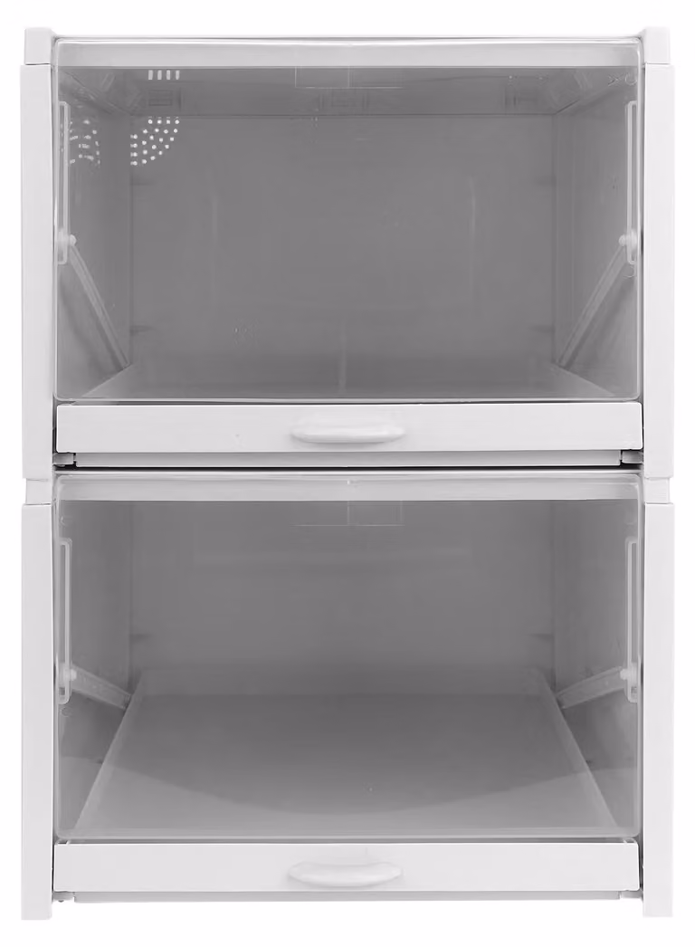 Scatola per scarpe, cassetto portaoggetti in plastica PP, organizer, contenitore, armadietto resistente per uso domestico, confezione da 2 pezzi, grande (33,2 x 25,8 x 18,3 cm)