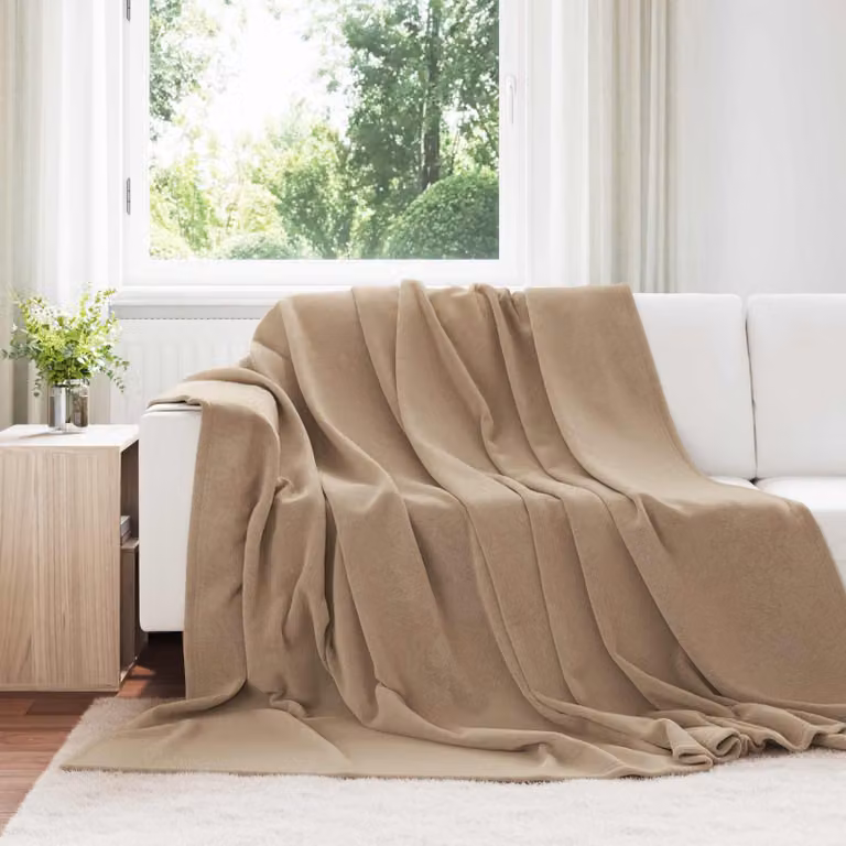 Coperta in pile morbida vidaXL colore beige/marrone L 220 cm x P 240 cm