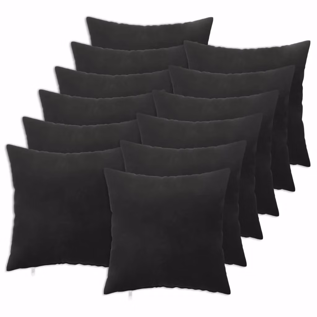 Set di 12 cuscini quadrati HEERLEN vidaXL in velluto nero con fodera lavabile L/P/H: 50 x 50 x 50 cm