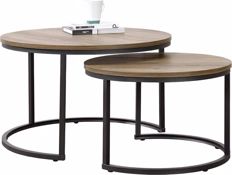 Tavolino 'Christchurch' set di 2 tavolini con struttura in metallo effetto legno/nero