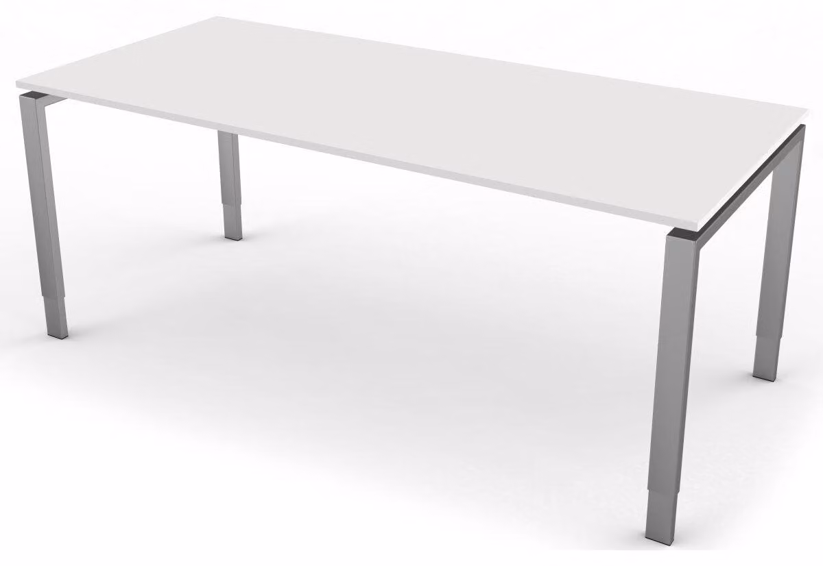 Scrivania Form 5, regolabile in altezza manualmente, bianca, dimensioni piano d'appoggio: 180 x 80 cm