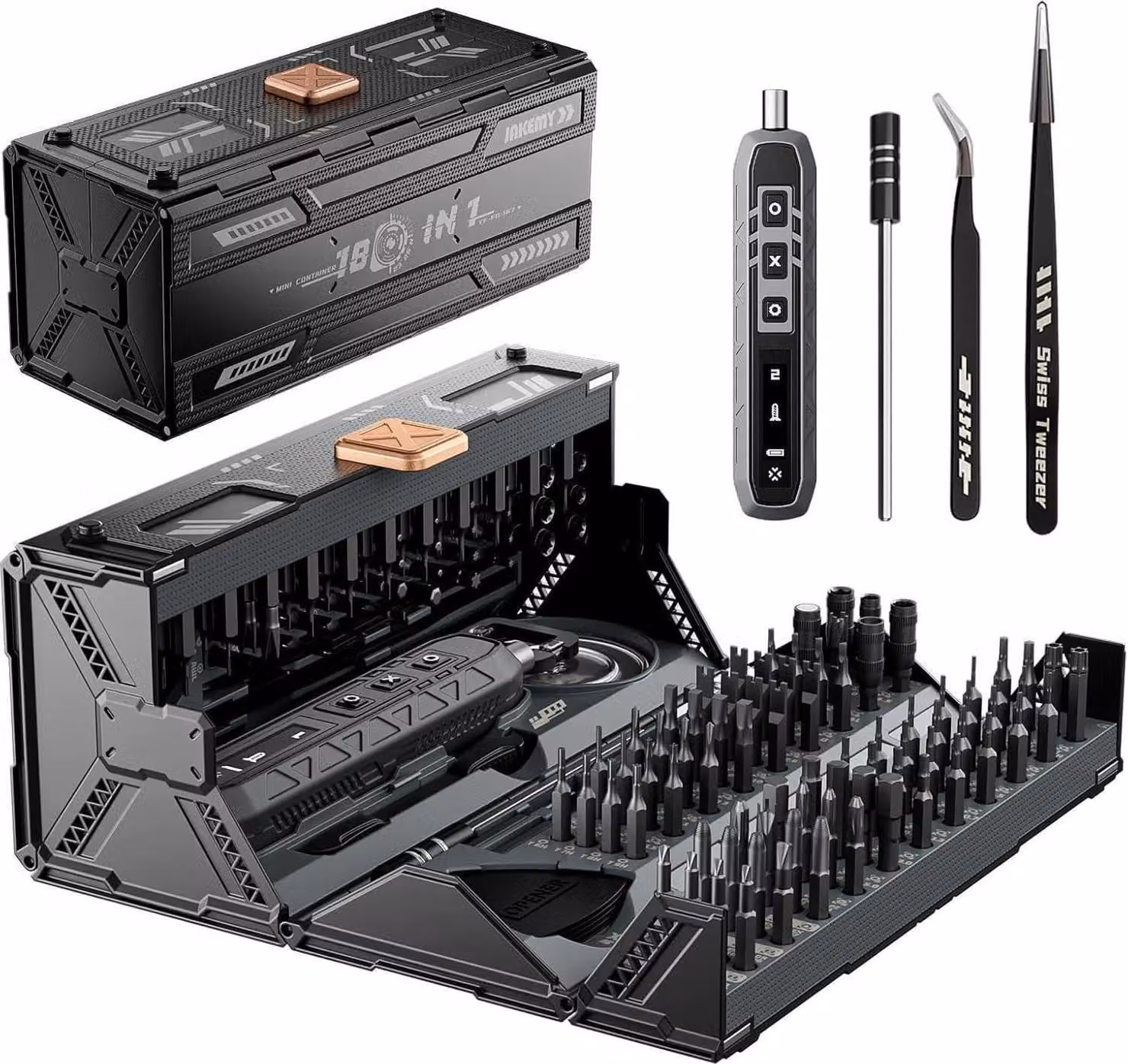 JAKEMY 180 in 1 Set di cacciaviti elettrici Strumento di riparazione meccanica di precisione Umgf per Laptop PS5 Telefono cellulare Macbook