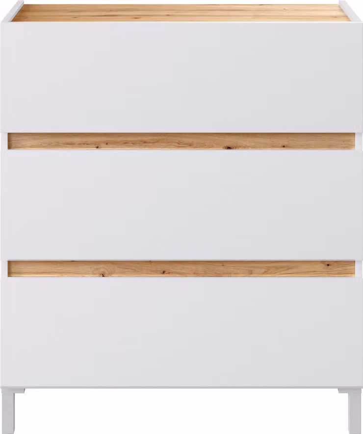 Calicosy - Comò 3 cassetti finitura rovere nodi e bianco L79 cm - TEMPUS