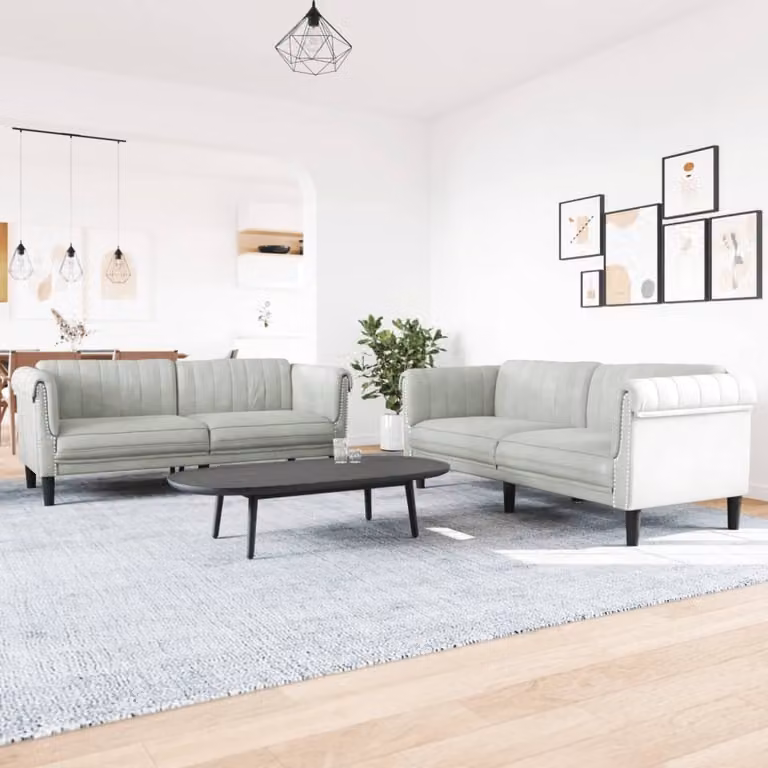 Maison Exclusive - Set divano 2 pezzi in velluto grigio chiaro