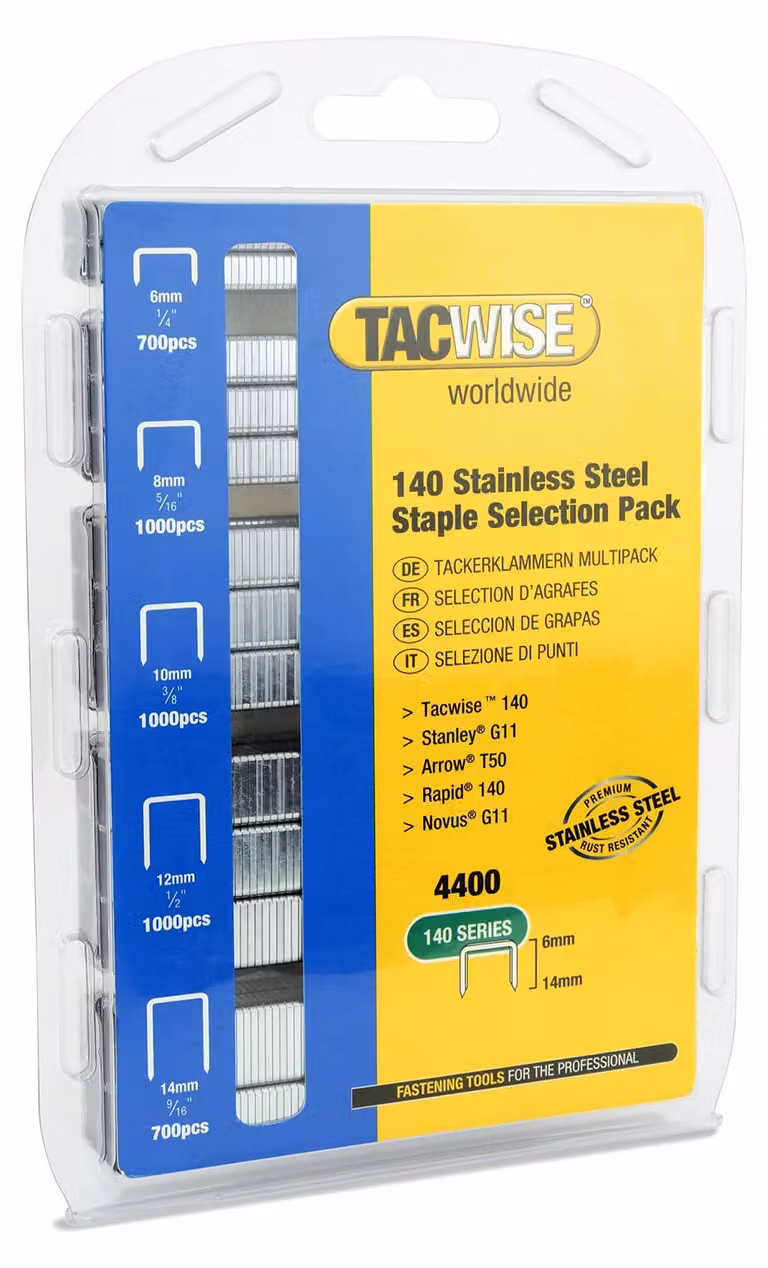 Tacwise 1341, graffette in acciaio inossidabile, tipo 140/6-14mm, confezione multipla, 4400 pezzi – 4400 graffette tipo 140/6-14mm in acciaio inossidabile