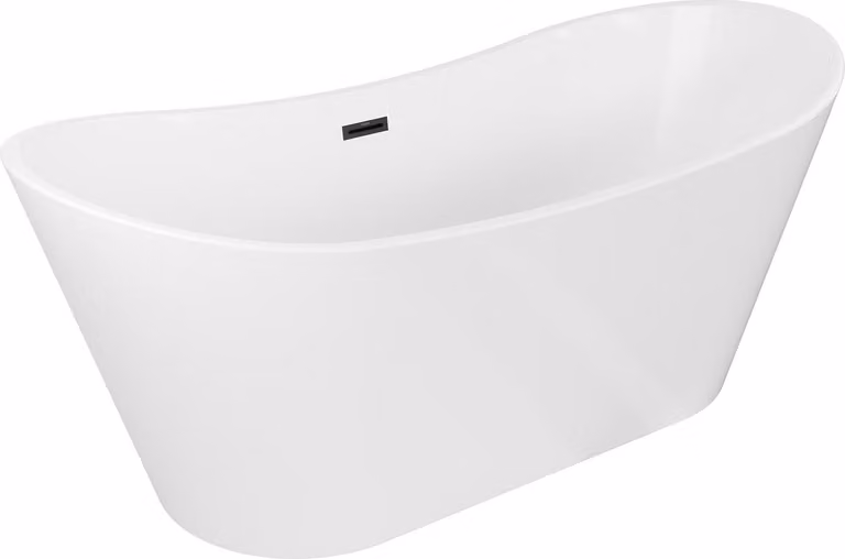 Mexen Montana vasca da bagno freestanding 150 x 75 cm, bianca, troppo pieno nero - 52011507500-70