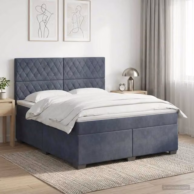Letto box spring con materasso vidaXL in tessuto grigio scuro con base a sollevamento L/P: 180 x 200 cm