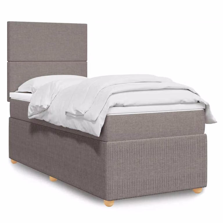 vidaXL Letto Ibrido con Giroletto a Molle e Materasso con Tasche Individuali, Colore Tortora/Grigio/Beige, L/P/H: 90 x 190 x 150,5 cm