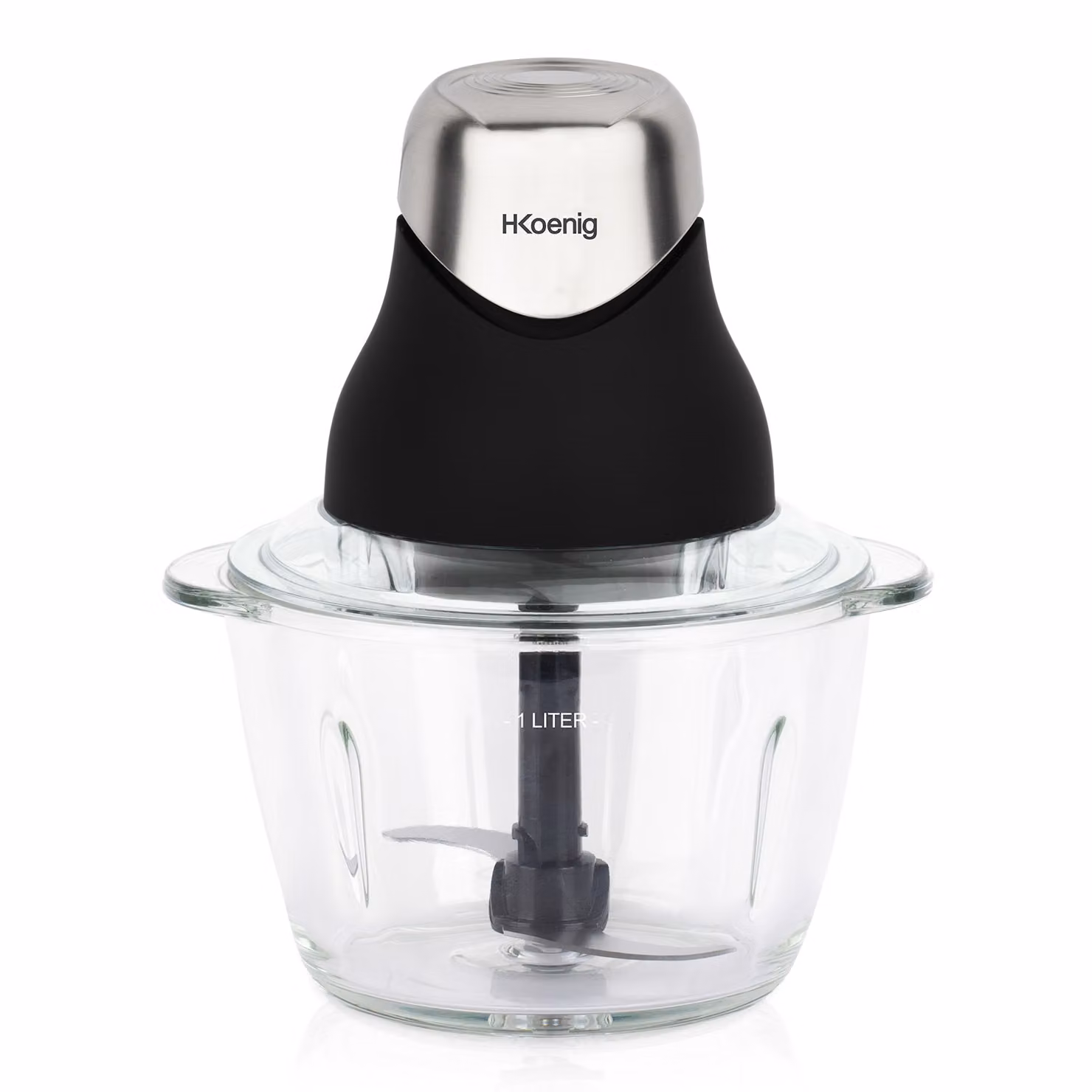 Mini tritatutto elettrico H.Koenig LEO8 in acciaio inossidabile e vetro, nero