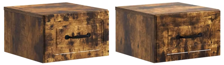 Mobiletto da notte a muro 2 pcs Rovere Fumo 34,5 x 33 x 20 cm