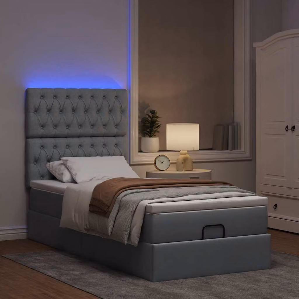 Maison Exclusive - Pouf Letto con Materasso e LED Grigio Chiaro 80x200cm Tessuto