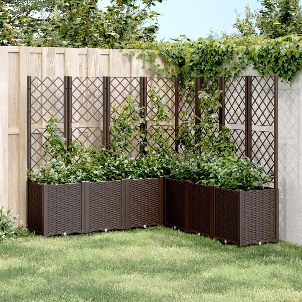 Fioriera da giardino con traliccio vidaXL marrone in plastica L/P/H: 160 x 160 x 140 cm