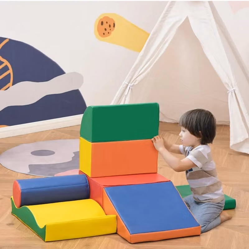 Set di 7 blocchi da costruzione giganti in schiuma e similpelle multicolore per giocare e arrampicarsi – 2