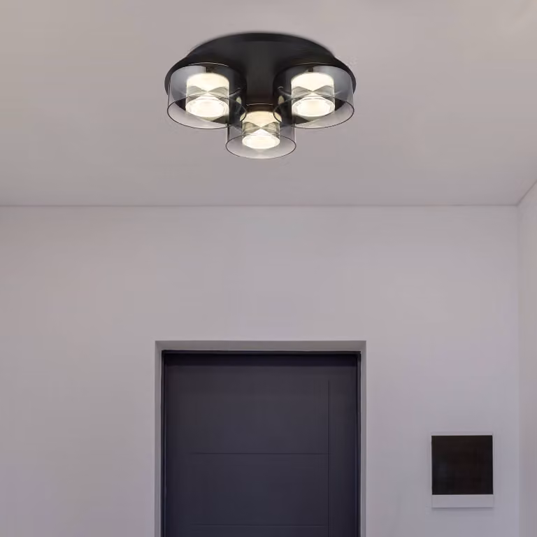 Globo Plafoniera a LED Belinda, Alluminio / Grigio / Zincato, Soggiorno / Sala da pranzo, Vetro, Plafoniera LED