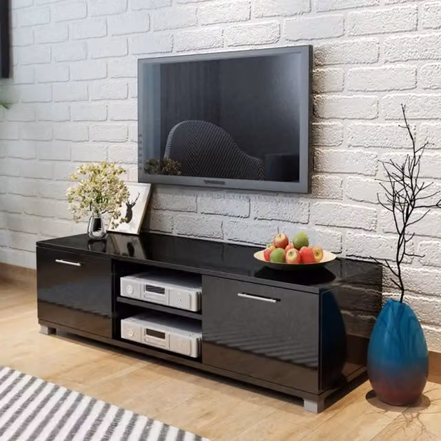 Mobile Porta TV Moderno vidaXL Nero Lucido L: 120 cm, P: 40,5 cm, H: 35 cm