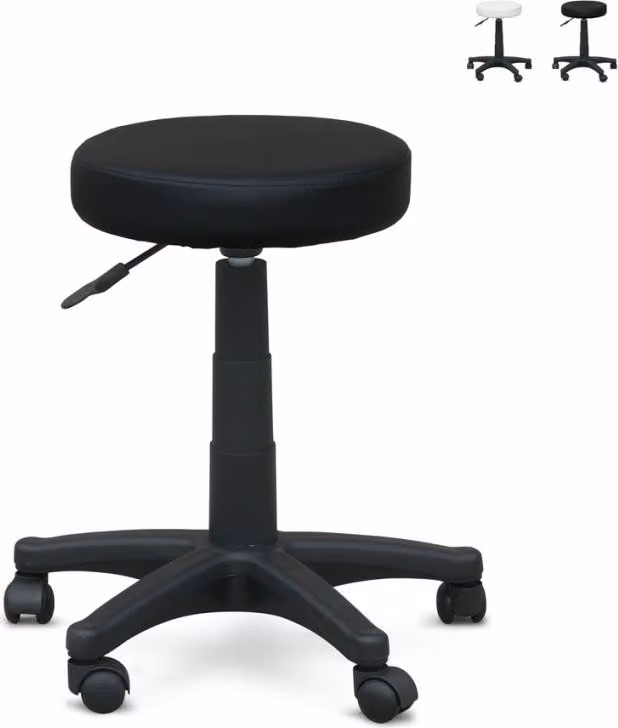 Sgabello rotante Sgabello da lavoro Sedia da ufficio Sgabello Speedy - Nero