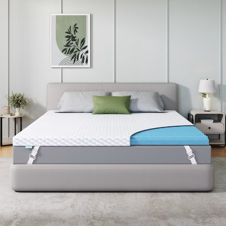 Materasso topper in gel memory foam, 90x200 cm, con supporto a 5 zone