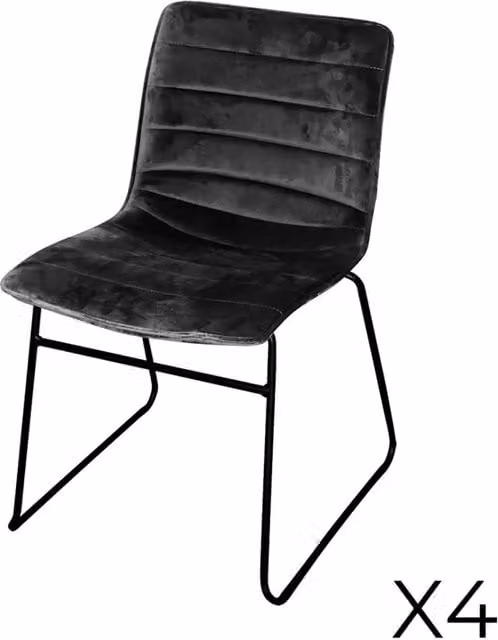 Set di 4 sedie in velluto a coste nero collezione NETS stile industriale