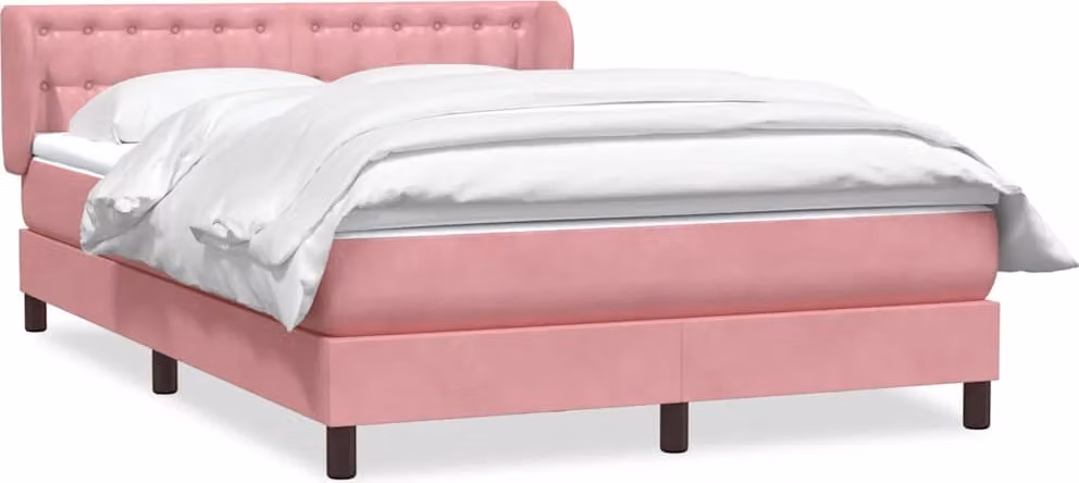 Giroletto a Molle con Materasso Rosa 140x220 cm in Velluto
