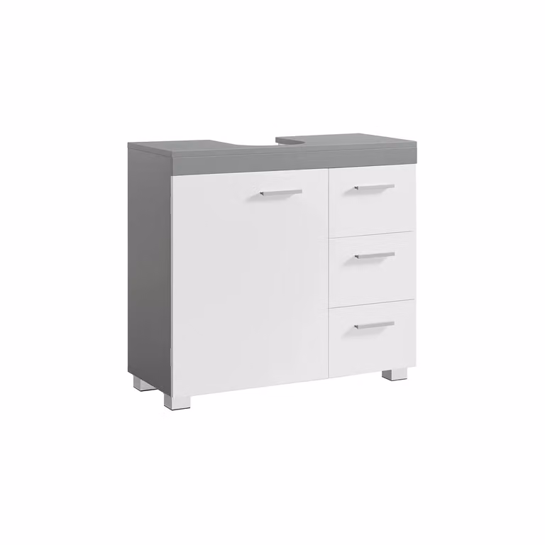 Mobile Sottolavabo per Bagno 30 x 70 x 64 cm Bianco Nuvola, Bianco Nuvola + Grigio Tortora