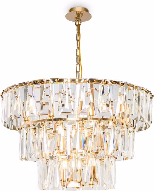 Lampada pendente moderna GIORDANOSHOP in metallo e vetro color oro con diffusore trasparente e altezza regolabile