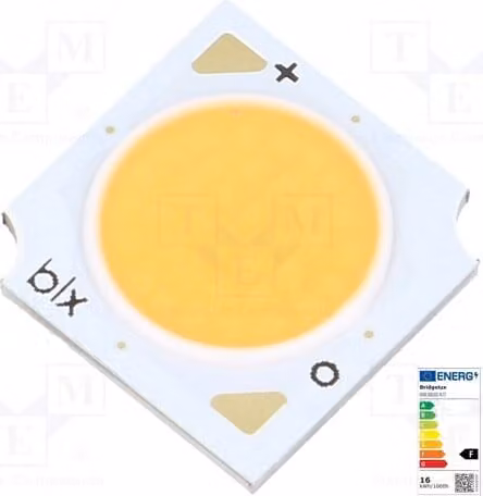 1 diodo ad alta potenza: P: 9,3W, angolo di emissione: 120°, flusso luminoso: 1077 lm, corrente: 270 mA, tecnologia COB, dimensioni: 13,5x13,5x1,7 mm, modello: BXRE-30S1001-B-7
