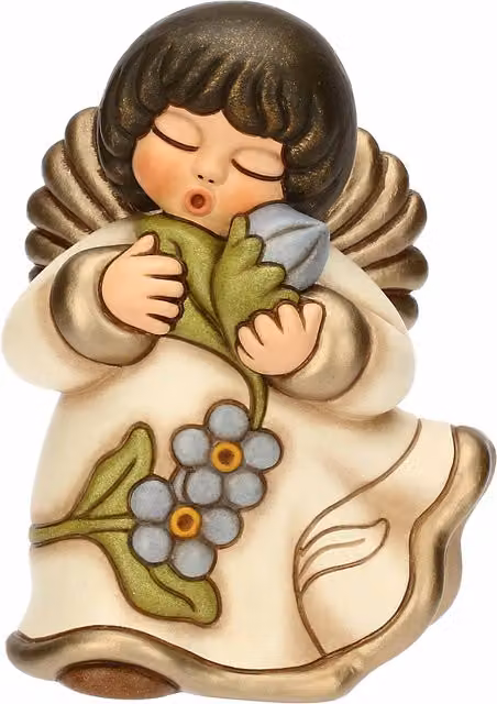 Angelo dei nonni Anna THUN in ceramica multicolore con decorazioni floreali