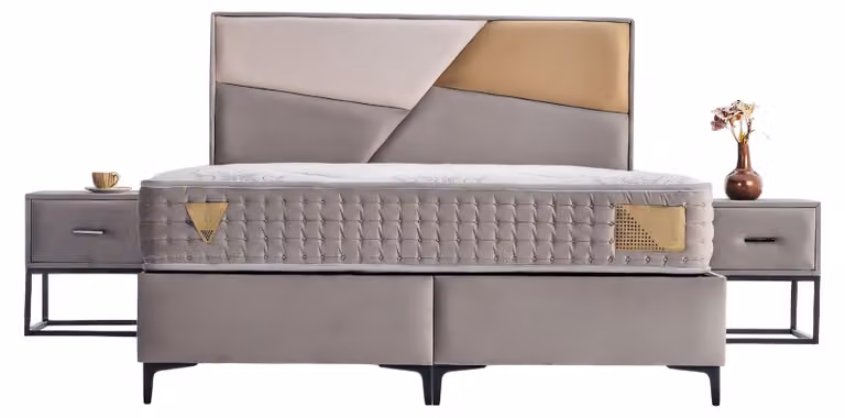 Schickes Bett mit stabilem Rahmen und stylischer Rückenlehne