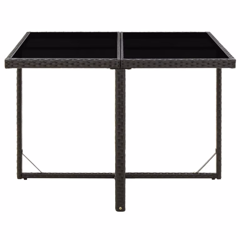 Tavolo da giardino nero 109x107x74 cm in poly rattan e vetro
