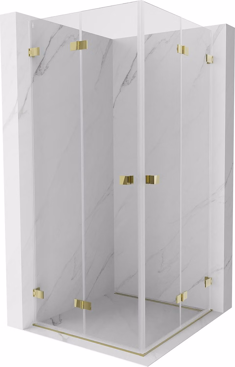 Mexen Lunar-F Duo cabina doccia pieghevole 70 x 70 cm, trasparente, oro - 836-070L-070P-50-00