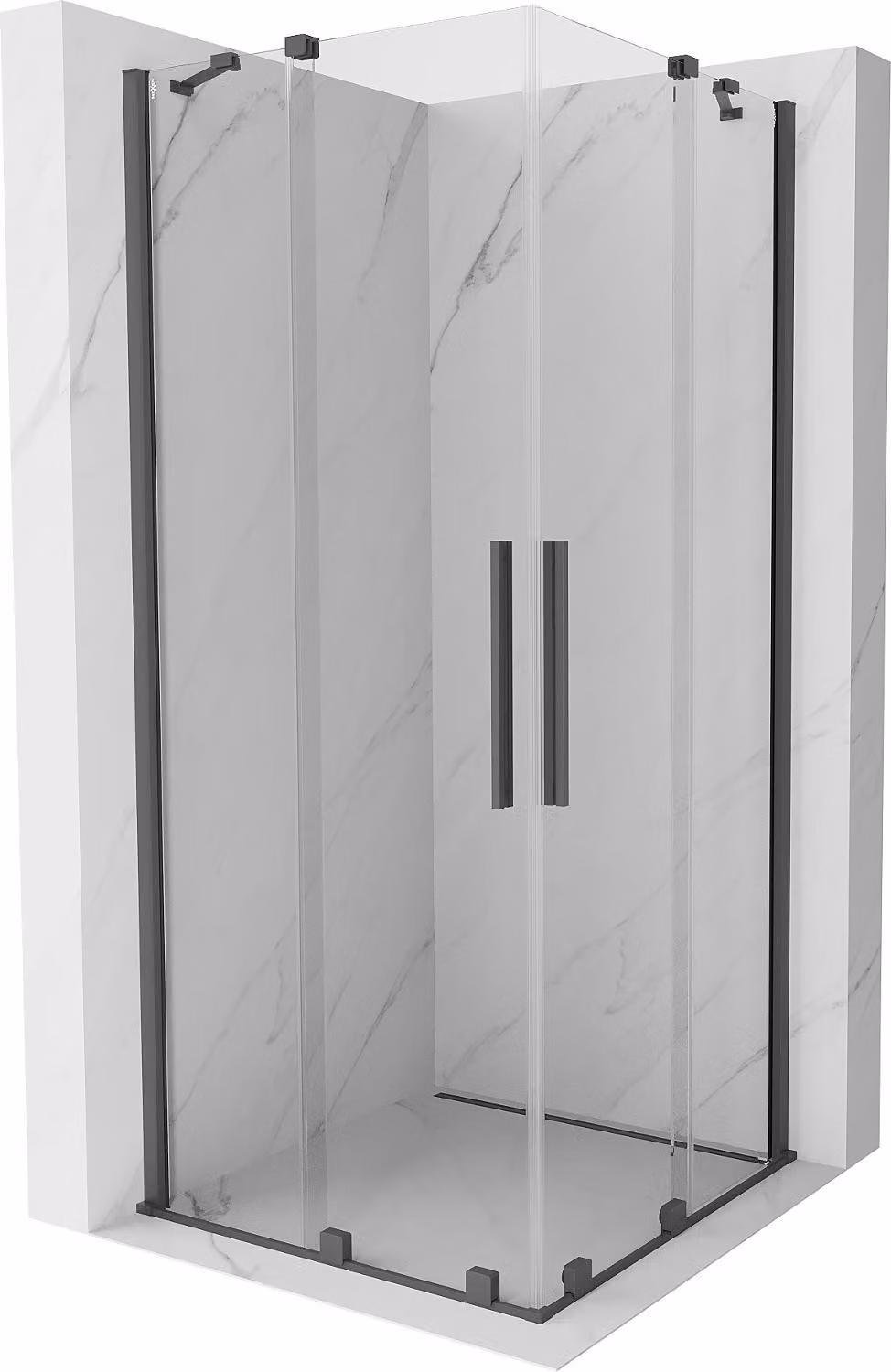 Mexen Velar Duo cabina doccia scorrevole 100 x 100 cm, trasparente, grigio canna di fucile spazzolato - 871-100-100-02-66