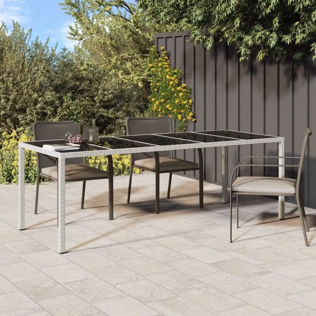Maison Exclusive - Tavolo da giardino bianco 250x100x75 cm in polyrattan e vetro temperato