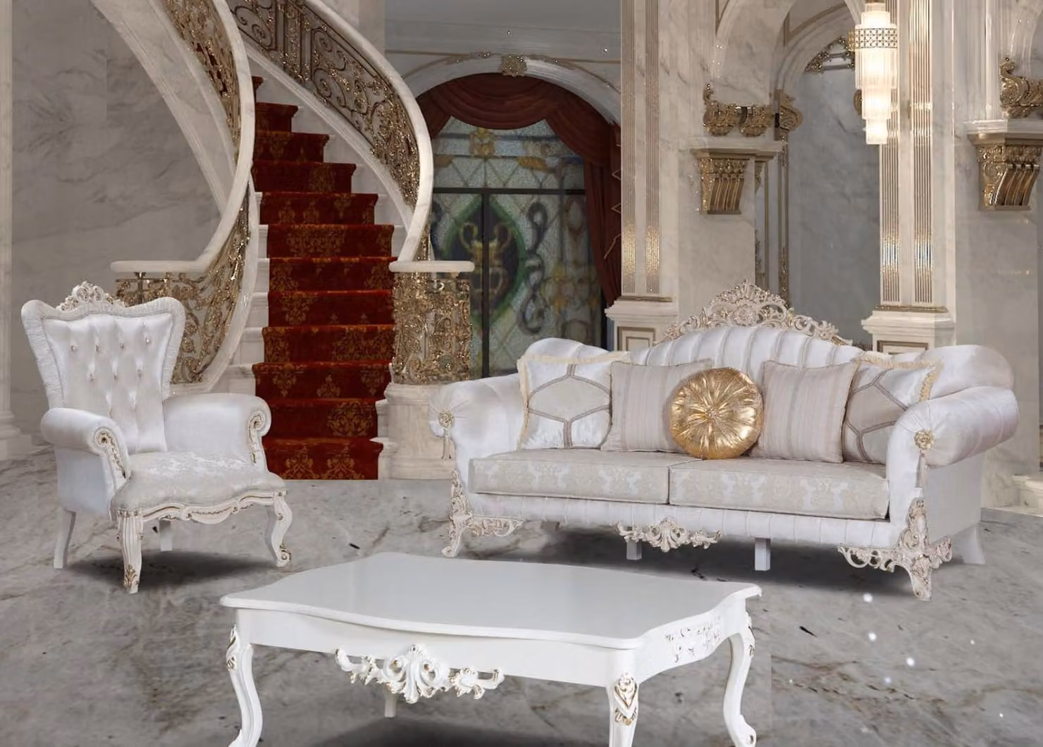 Luxus Dreisitzer Couch Polster Möbel 3+1 Sitzer Couchtisch Möbel 3tlg Set