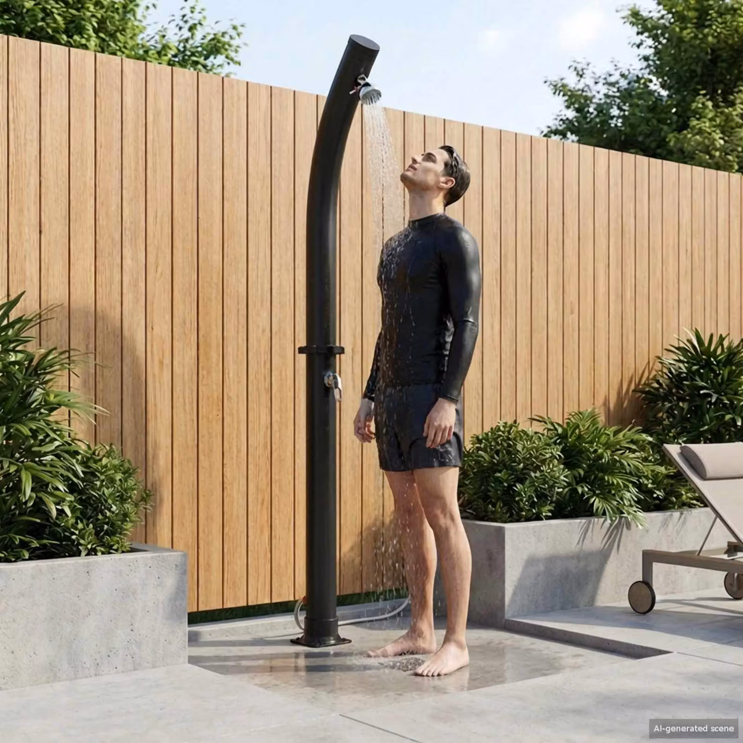 Doccia Solare vidaXL con Testa Doccia, Colore Nero, in PVC, ABS e Lega di Zinco