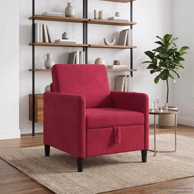vidaXL Divano Moderno con Contenitore e Seduta Sollevabile Rosso L: 72 cm, P: 78 cm, H: 87 cm