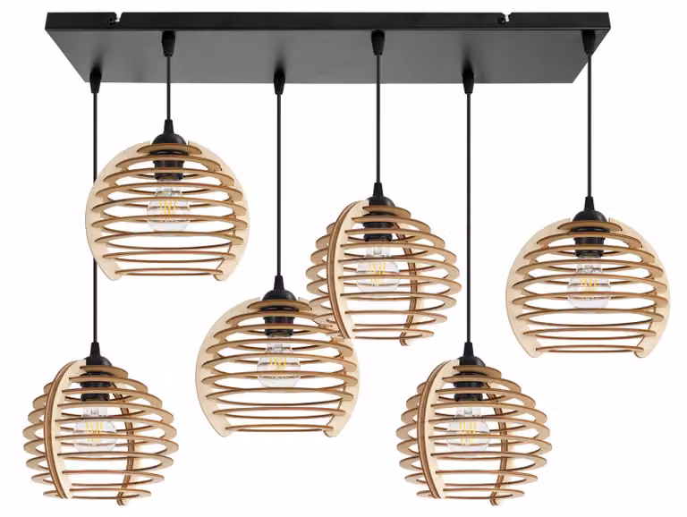 Lampada a sospensione, lampadario da soffitto, legno, paralume LED