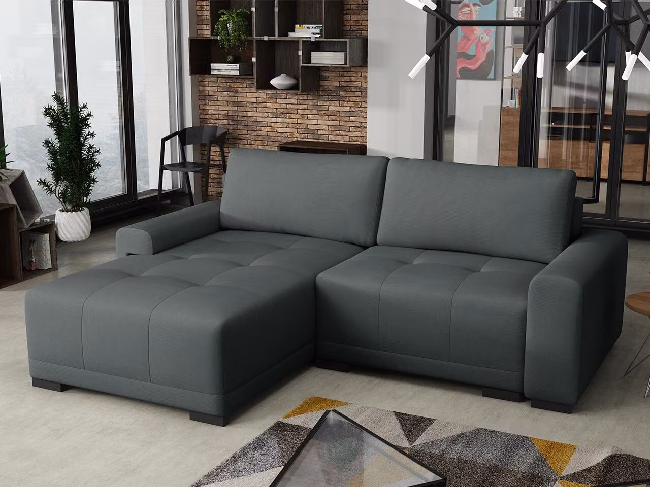 MIRJAN24 Divano ad angolo Milton, divano ad angolo con contenitore e funzione letto, divano a L con lato Universal (colore: Paros 6)