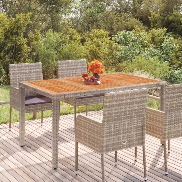 Tavolo da giardino rettangolare estensibile vidaXL in legno di acacia oliato e polyrattan grigio L/P/H: 150 x 90 x 75 cm