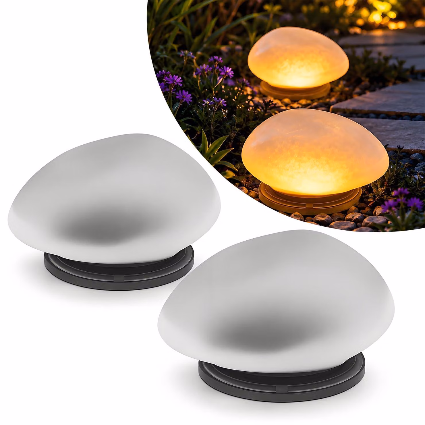 Lampade solari per esterni, luce bianco caldo, confezione da 2, tecnologia LED, stile Art Déco