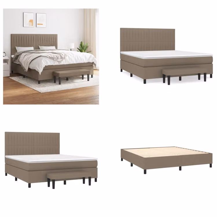 vidaXL Letto boxspring con materasso Taupe 180x200 cm in tessuto - Letto boxspring - Boxspringbetten - Bett - Schlafzimmermöbel