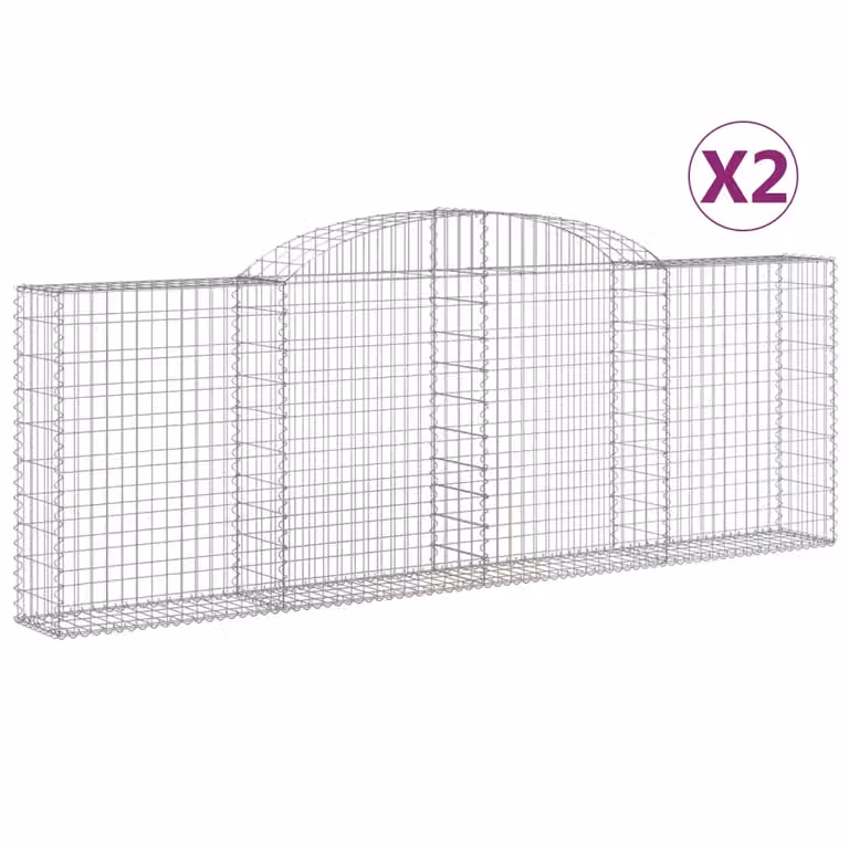 Cesti Gabbioni ad Arco 2 pz 300x30x100/120 cm Ferro Zincato