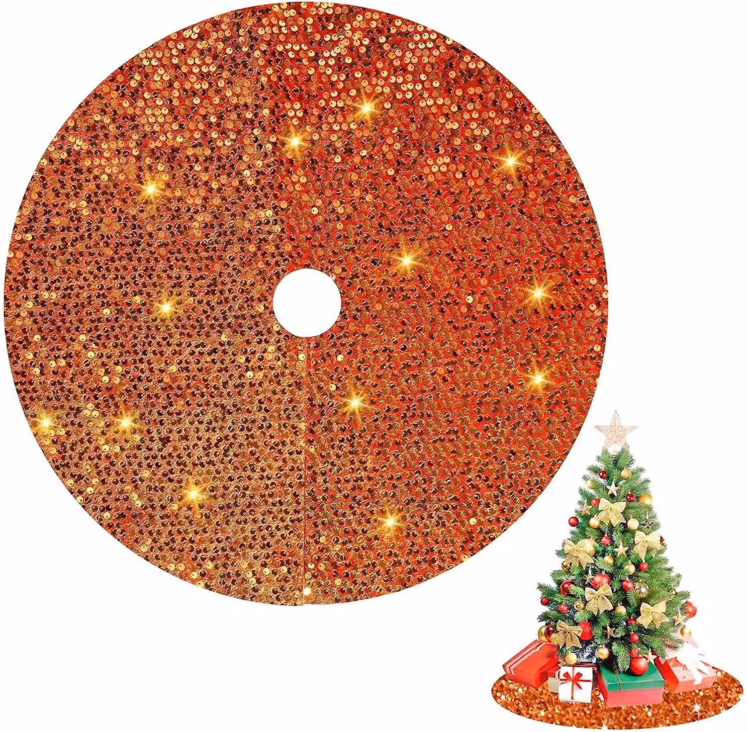 Tappeto per l'albero di Natale, riutilizzabile, di 120 cm, realizzato in fibre di poliestere, ideale per la decorazione natalizia