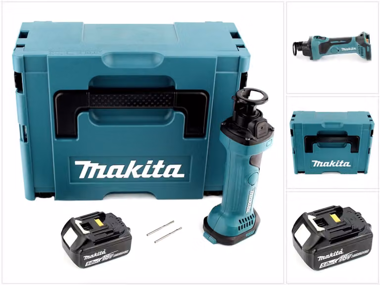 Makita DCO 180 T1J Rifilatore per cartongesso a batteria 18 V in valigetta Makpac + 1x Batteria 5,0 Ah - senza Caricabatterie