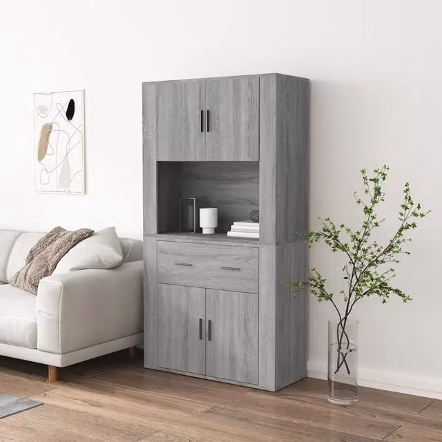 Credenza-Buffet-Armadio da cucina Grigio Sonoma in Legno Multistrato 950765