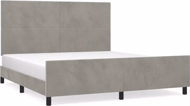 Letto matrimoniale | Letto per adulti | Giroletto con Testiera Grigio Chiaro 180x200 cm in Velluto