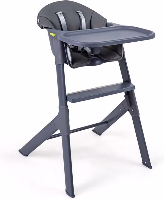 Seggiolone pappa evolutivo portatile in metallo grigio con vassoio regolabile e cuscino per bambini da 6 a 36 mesi – 1