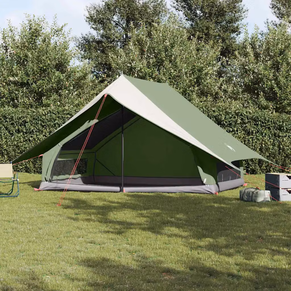 Tenda Familiare vidaXL in Poliestere e Fibra di Vetro, Verde e Bianca, L/P/H: 315 x 286 x 200 cm