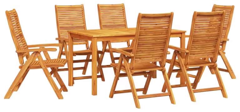 Maison Exclusive - Set da pranzo per esterno, 7 pezzi, legno massello di acacia, color marrone