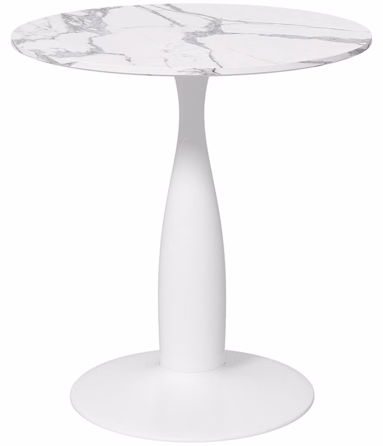 Tavolo rotondo bianco in acciaio e MDF | Colore: Bianco | Dimensioni: 70x70x74 cm