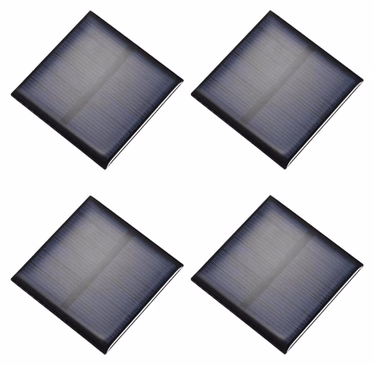 Mini pannello solare, confezione da 4, 3 V, 0,63 W, 70 x 70 mm